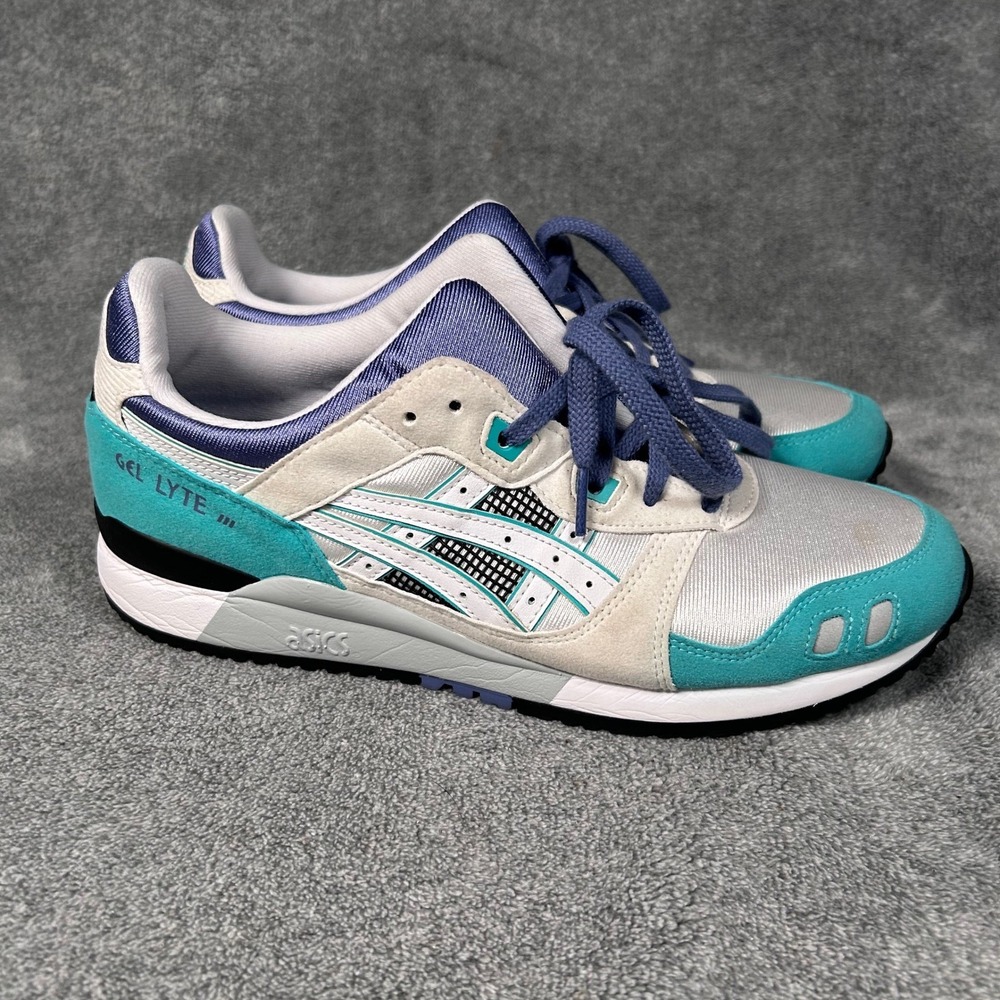 Asics Gel-Lyte III Mens White Teal Purple Sneakers 1191A266 Size 9